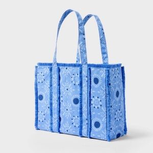 NWT ROLLER RABBIT star medallion fringe canvas tote